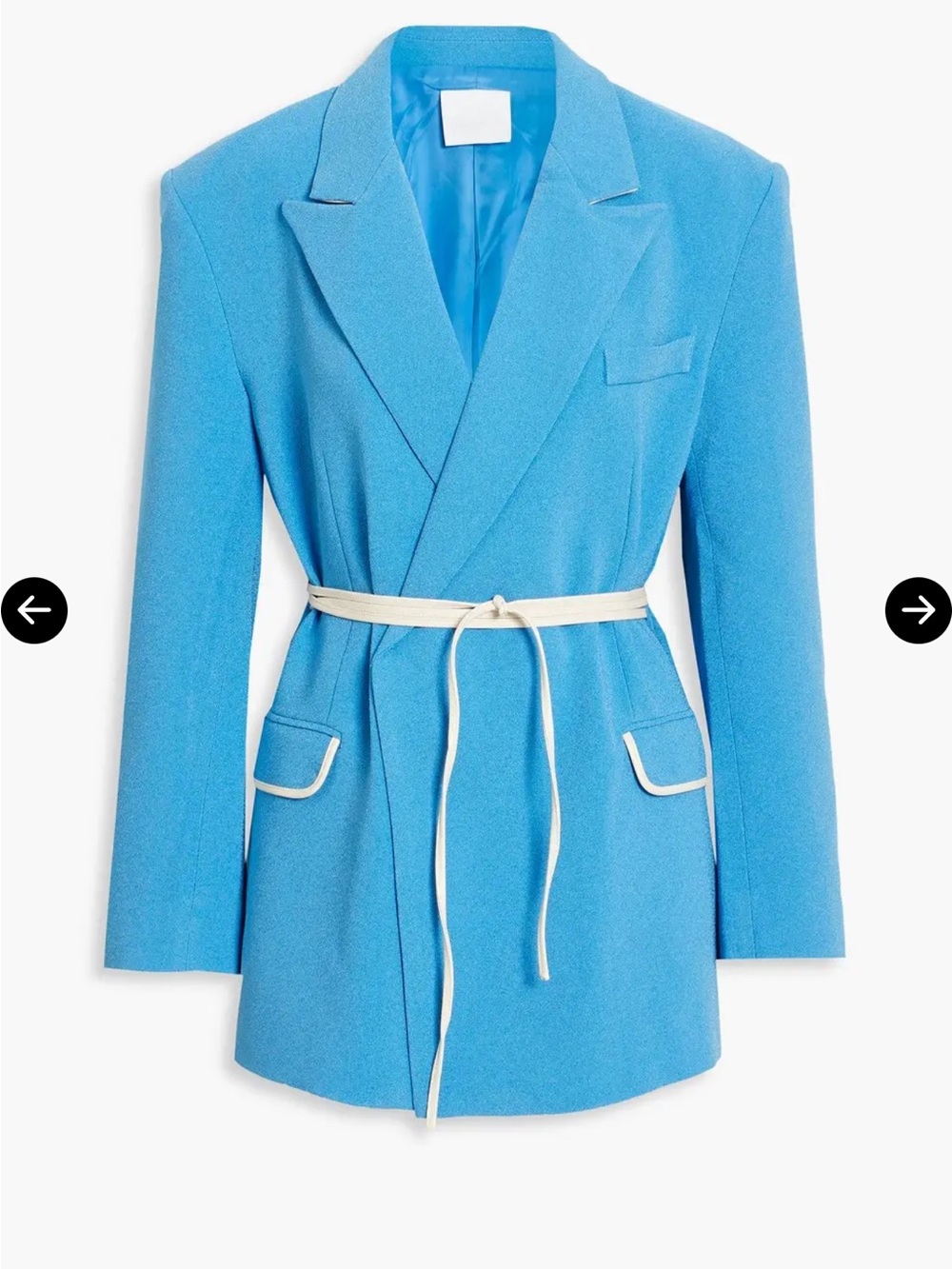 Paris Georgia Blue Leather Trim Crepe Blazer Jacket NWT